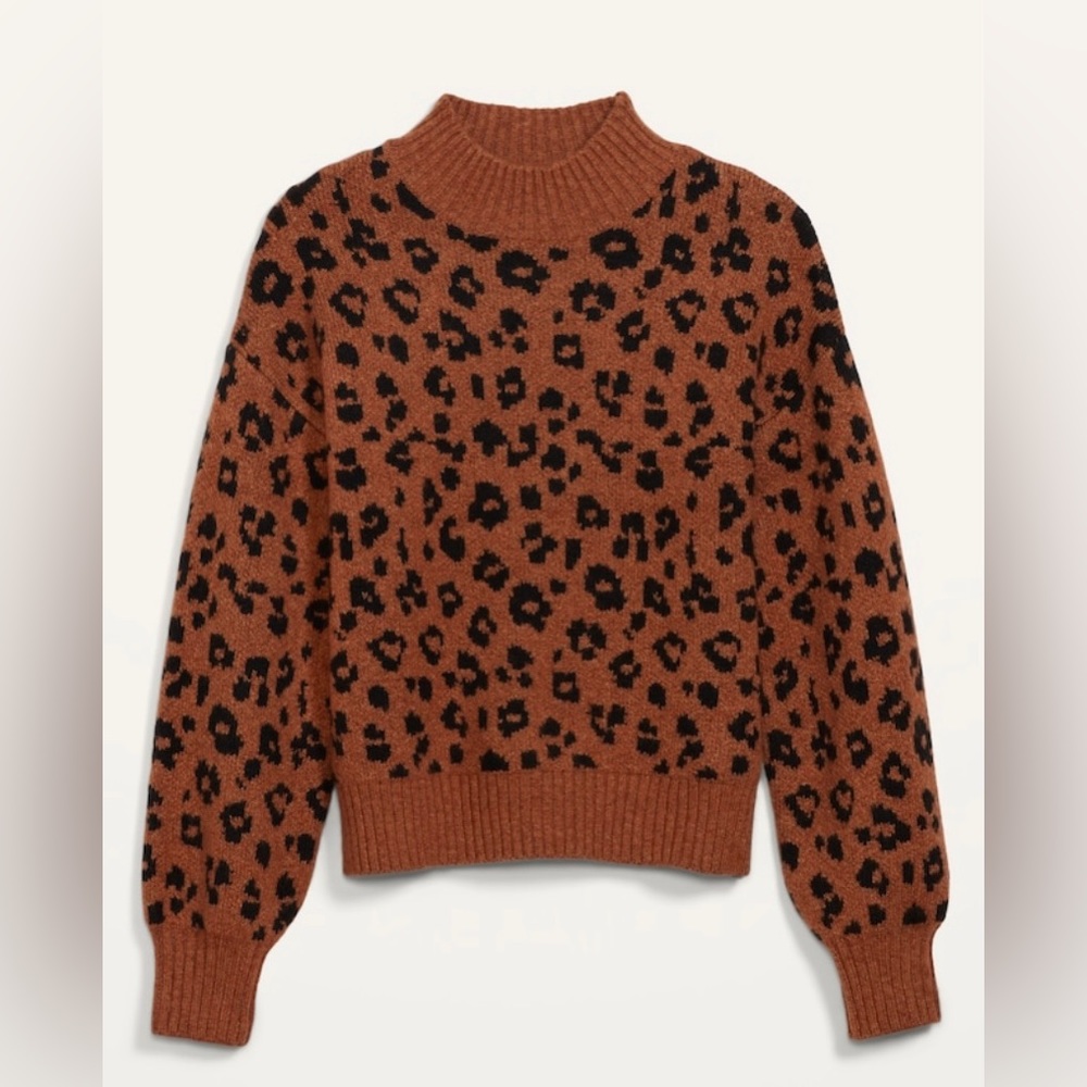 Cozy Leopard-Print Mock-Neck Sweater
